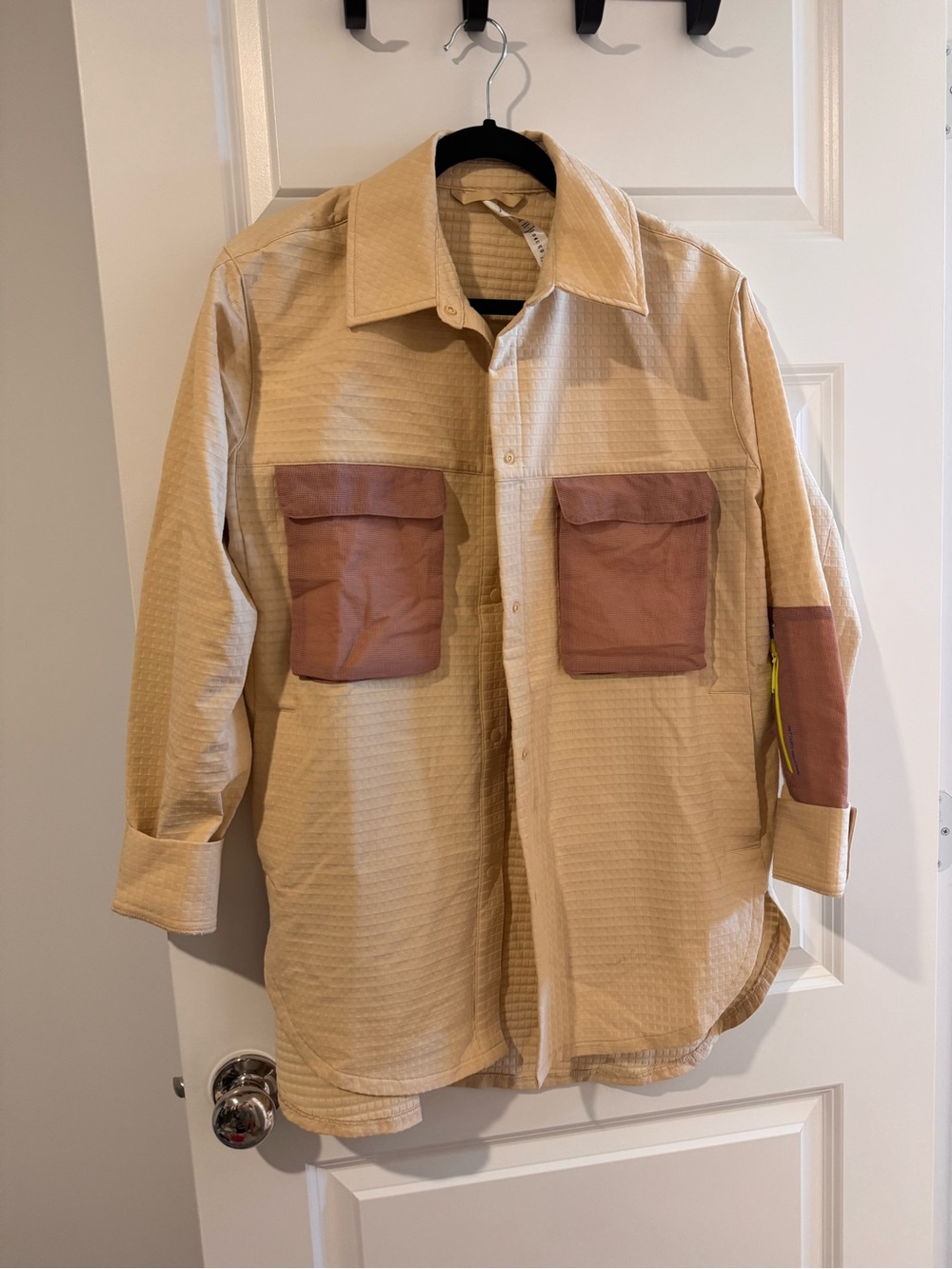 lululemon athletica Beige Shirt Jacket with Brown Pocket Accents